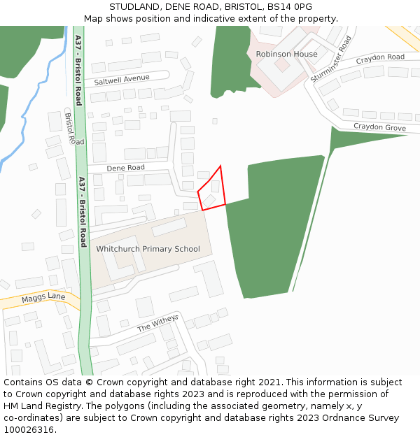 STUDLAND, DENE ROAD, BRISTOL, BS14 0PG: Location map and indicative extent of plot