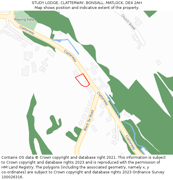 STUDY LODGE, CLATTERWAY, BONSALL, MATLOCK, DE4 2AH: Location map and indicative extent of plot