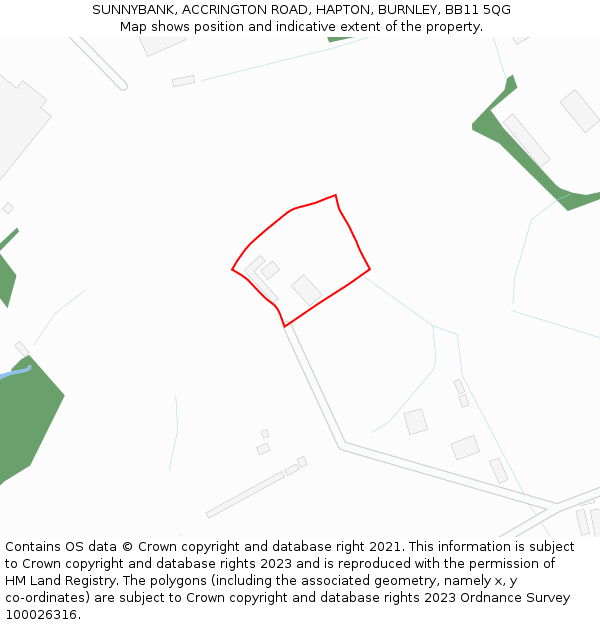 SUNNYBANK, ACCRINGTON ROAD, HAPTON, BURNLEY, BB11 5QG: Location map and indicative extent of plot