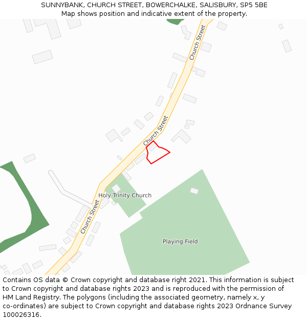 SUNNYBANK, CHURCH STREET, BOWERCHALKE, SALISBURY, SP5 5BE: Location map and indicative extent of plot