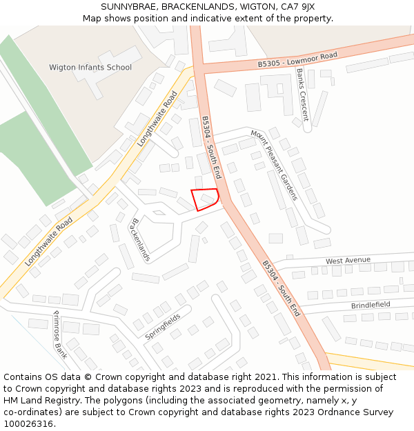 SUNNYBRAE, BRACKENLANDS, WIGTON, CA7 9JX: Location map and indicative extent of plot