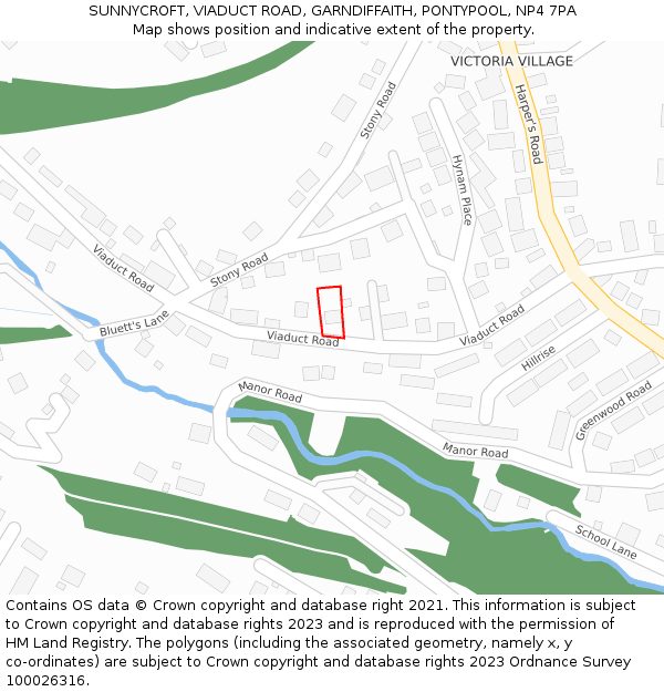 SUNNYCROFT, VIADUCT ROAD, GARNDIFFAITH, PONTYPOOL, NP4 7PA: Location map and indicative extent of plot