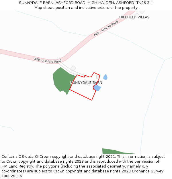 SUNNYDALE BARN, ASHFORD ROAD, HIGH HALDEN, ASHFORD, TN26 3LL: Location map and indicative extent of plot