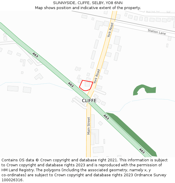 SUNNYSIDE, CLIFFE, SELBY, YO8 6NN: Location map and indicative extent of plot