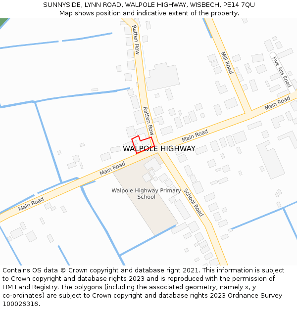 SUNNYSIDE, LYNN ROAD, WALPOLE HIGHWAY, WISBECH, PE14 7QU: Location map and indicative extent of plot