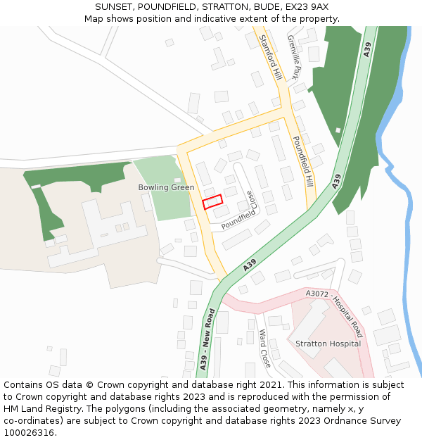 SUNSET, POUNDFIELD, STRATTON, BUDE, EX23 9AX: Location map and indicative extent of plot