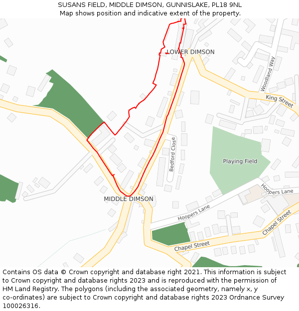 SUSANS FIELD, MIDDLE DIMSON, GUNNISLAKE, PL18 9NL: Location map and indicative extent of plot