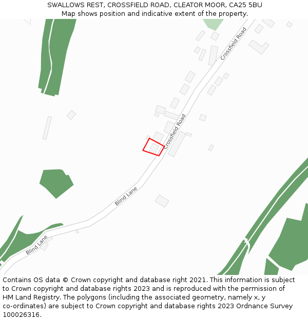 SWALLOWS REST, CROSSFIELD ROAD, CLEATOR MOOR, CA25 5BU: Location map and indicative extent of plot