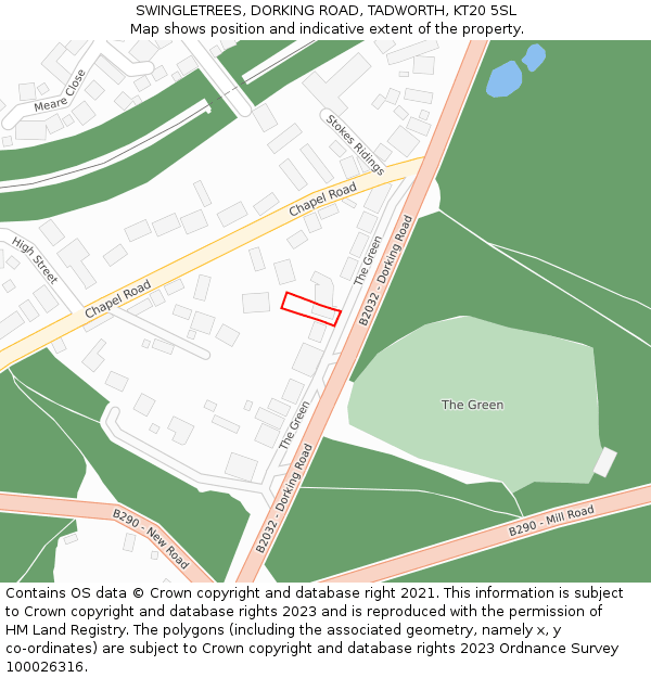 SWINGLETREES, DORKING ROAD, TADWORTH, KT20 5SL: Location map and indicative extent of plot