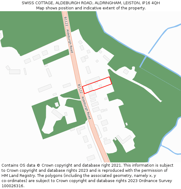 SWISS COTTAGE, ALDEBURGH ROAD, ALDRINGHAM, LEISTON, IP16 4QH: Location map and indicative extent of plot