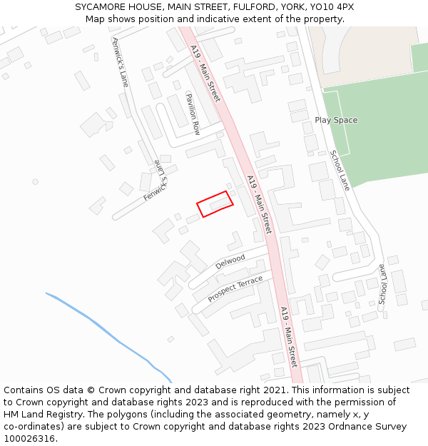 SYCAMORE HOUSE, MAIN STREET, FULFORD, YORK, YO10 4PX: Location map and indicative extent of plot