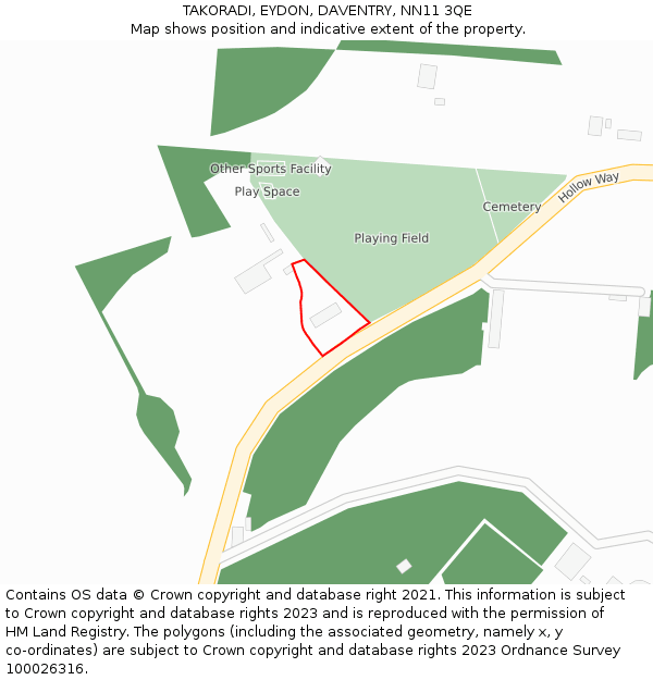 TAKORADI, EYDON, DAVENTRY, NN11 3QE: Location map and indicative extent of plot