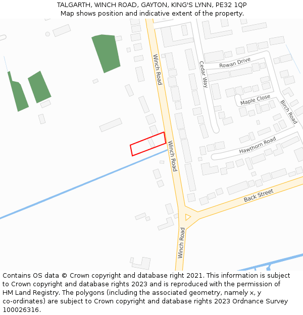 TALGARTH, WINCH ROAD, GAYTON, KING'S LYNN, PE32 1QP: Location map and indicative extent of plot