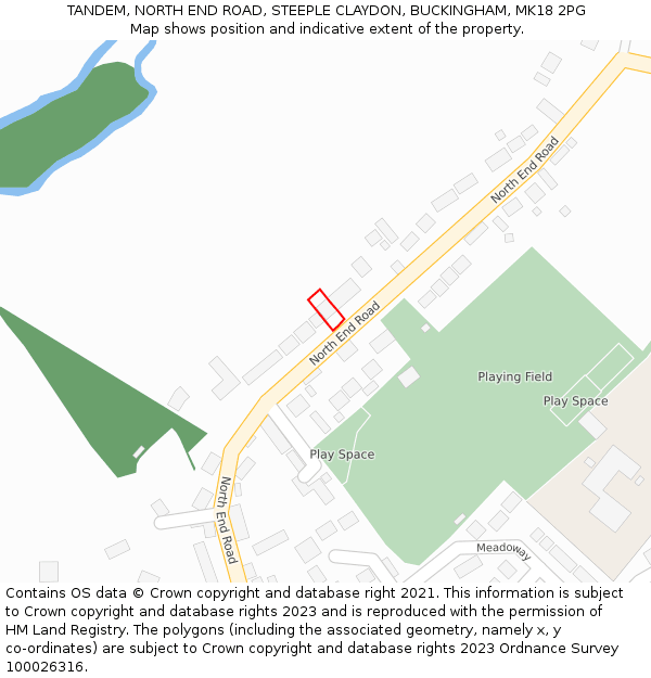 TANDEM, NORTH END ROAD, STEEPLE CLAYDON, BUCKINGHAM, MK18 2PG: Location map and indicative extent of plot