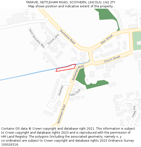 TARAVIE, NETTLEHAM ROAD, SCOTHERN, LINCOLN, LN2 2TY: Location map and indicative extent of plot