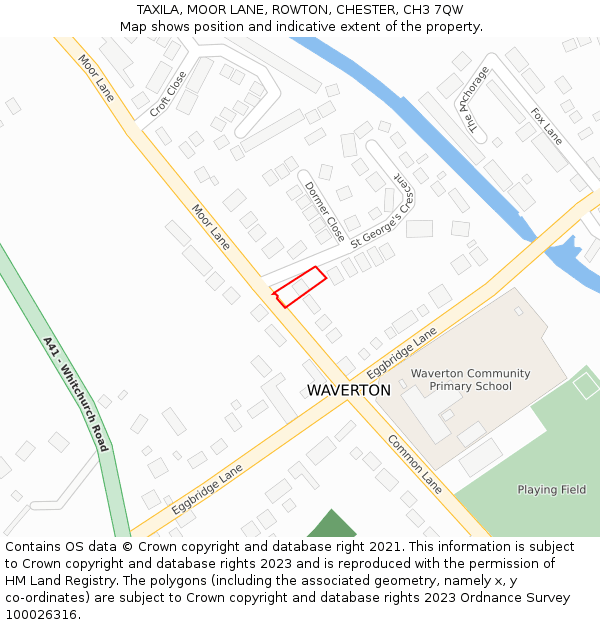 TAXILA, MOOR LANE, ROWTON, CHESTER, CH3 7QW: Location map and indicative extent of plot