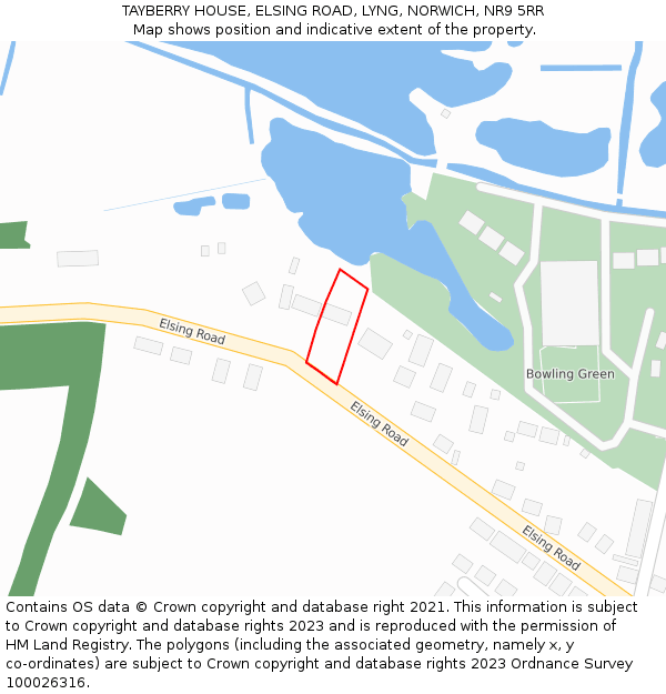 TAYBERRY HOUSE, ELSING ROAD, LYNG, NORWICH, NR9 5RR: Location map and indicative extent of plot