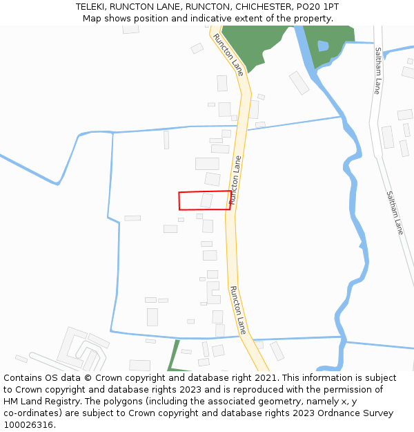 TELEKI, RUNCTON LANE, RUNCTON, CHICHESTER, PO20 1PT: Location map and indicative extent of plot