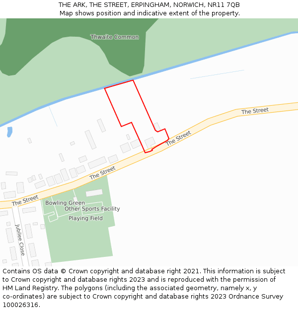 THE ARK, THE STREET, ERPINGHAM, NORWICH, NR11 7QB: Location map and indicative extent of plot