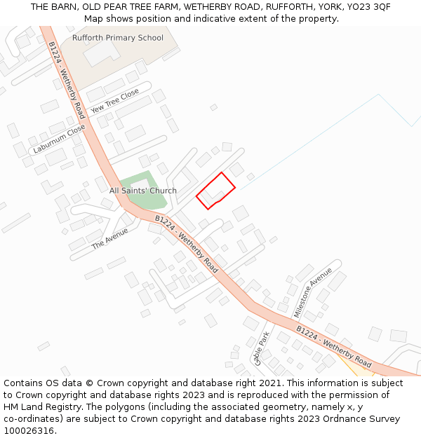 THE BARN, OLD PEAR TREE FARM, WETHERBY ROAD, RUFFORTH, YORK, YO23 3QF: Location map and indicative extent of plot