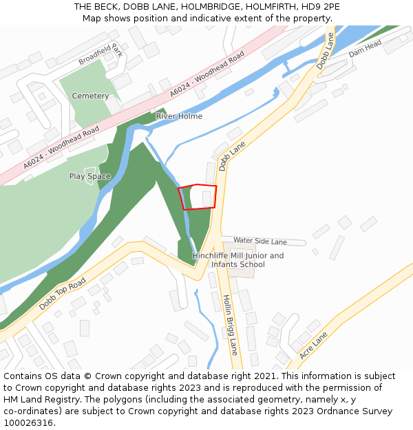 THE BECK, DOBB LANE, HOLMBRIDGE, HOLMFIRTH, HD9 2PE: Location map and indicative extent of plot