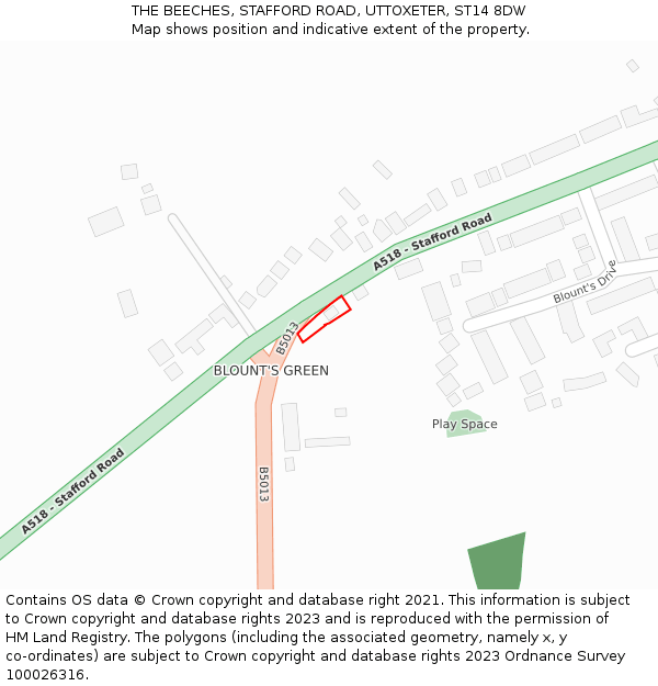 THE BEECHES, STAFFORD ROAD, UTTOXETER, ST14 8DW: Location map and indicative extent of plot