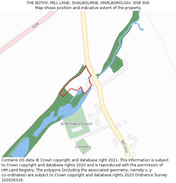 THE BOTHY, MILL LANE, SHALBOURNE, MARLBOROUGH, SN8 3XA: Location map and indicative extent of plot