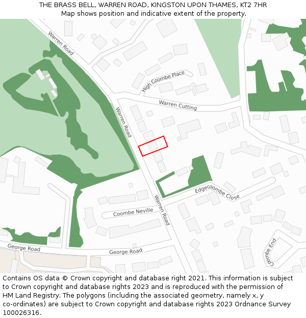 THE BRASS BELL, WARREN ROAD, KINGSTON UPON THAMES, KT2 7HR: Location map and indicative extent of plot