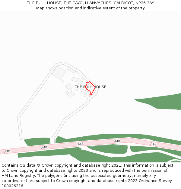 THE BULL HOUSE, THE CAYO, LLANVACHES, CALDICOT, NP26 3AY: Location map and indicative extent of plot