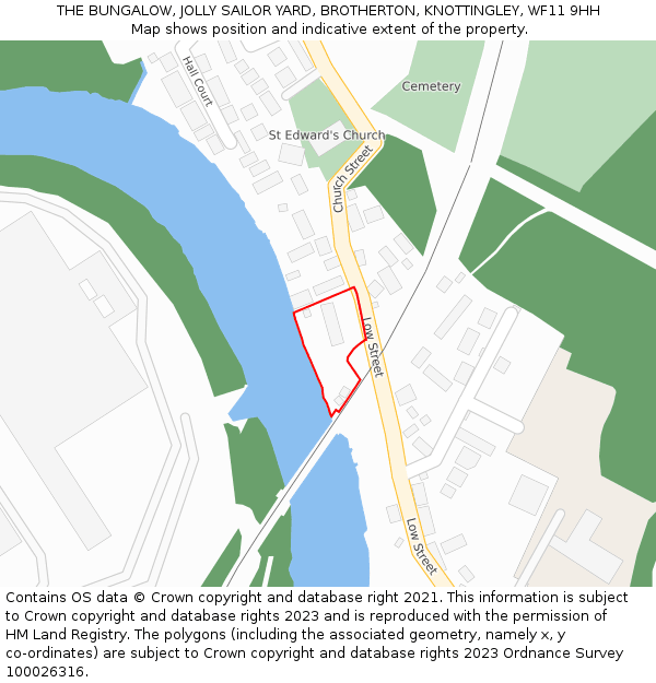 THE BUNGALOW, JOLLY SAILOR YARD, BROTHERTON, KNOTTINGLEY, WF11 9HH: Location map and indicative extent of plot