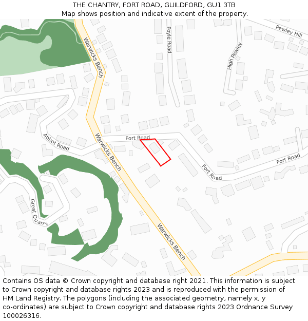 THE CHANTRY, FORT ROAD, GUILDFORD, GU1 3TB: Location map and indicative extent of plot