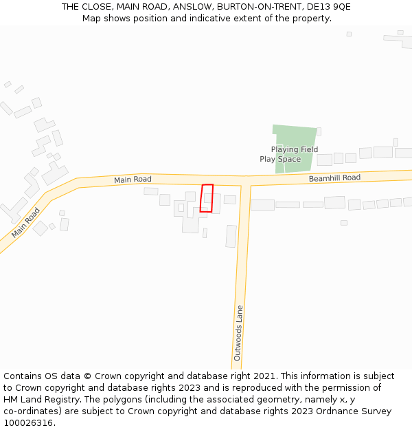 THE CLOSE, MAIN ROAD, ANSLOW, BURTON-ON-TRENT, DE13 9QE: Location map and indicative extent of plot