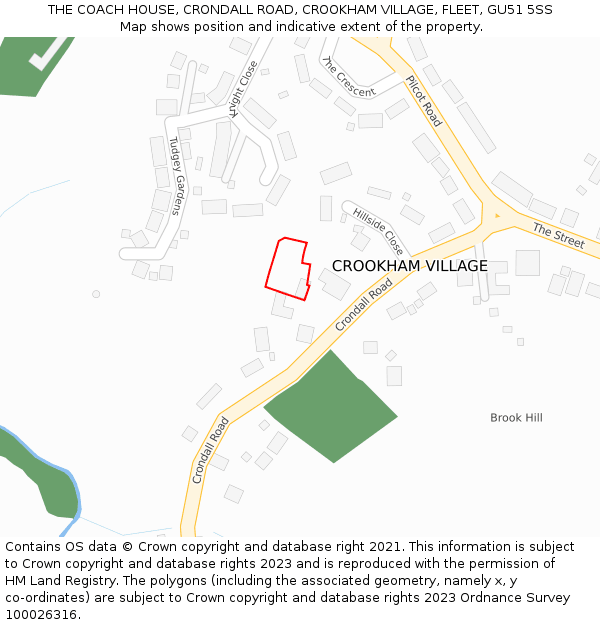 THE COACH HOUSE, CRONDALL ROAD, CROOKHAM VILLAGE, FLEET, GU51 5SS: Location map and indicative extent of plot