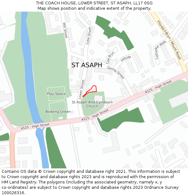 THE COACH HOUSE, LOWER STREET, ST ASAPH, LL17 0SG: Location map and indicative extent of plot