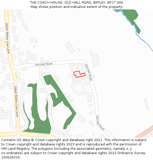 THE COACH HOUSE, OLD HALL ROAD, BATLEY, WF17 0AX: Location map and indicative extent of plot