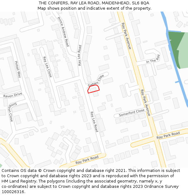 THE CONIFERS, RAY LEA ROAD, MAIDENHEAD, SL6 8QA: Location map and indicative extent of plot