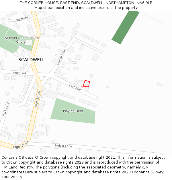 THE CORNER HOUSE, EAST END, SCALDWELL, NORTHAMPTON, NN6 9LB: Location map and indicative extent of plot