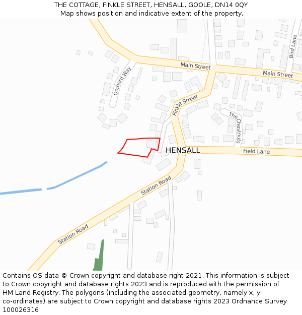 THE COTTAGE, FINKLE STREET, HENSALL, GOOLE, DN14 0QY: Location map and indicative extent of plot