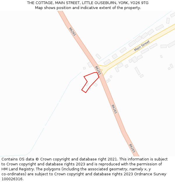 THE COTTAGE, MAIN STREET, LITTLE OUSEBURN, YORK, YO26 9TG: Location map and indicative extent of plot