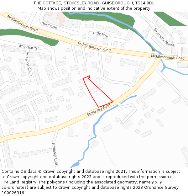 THE COTTAGE, STOKESLEY ROAD, GUISBOROUGH, TS14 8DL: Location map and indicative extent of plot