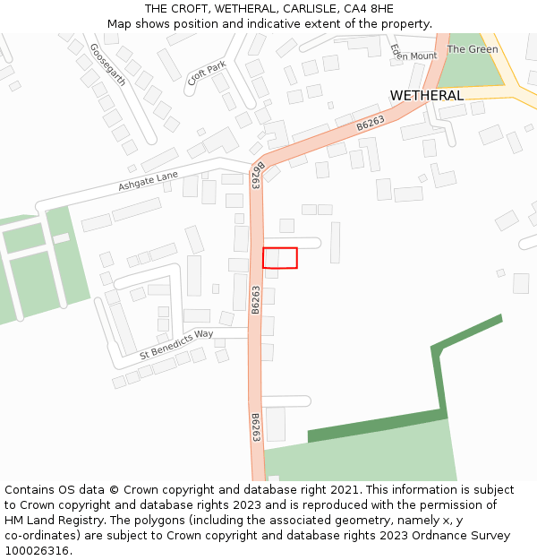 THE CROFT, WETHERAL, CARLISLE, CA4 8HE: Location map and indicative extent of plot