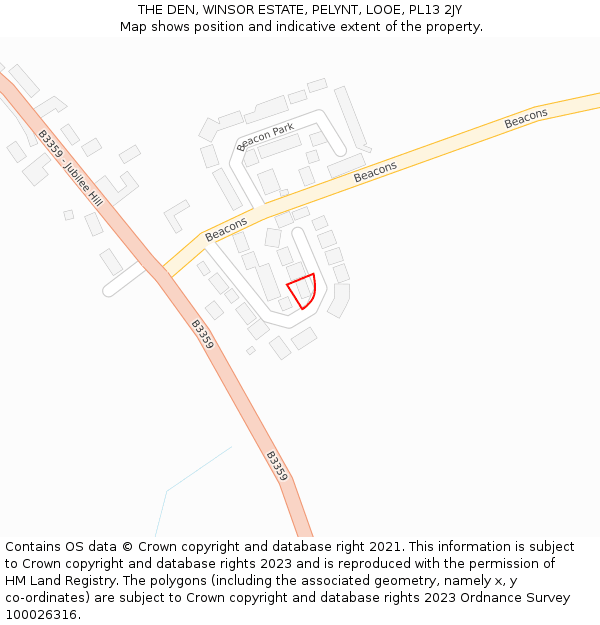 THE DEN, WINSOR ESTATE, PELYNT, LOOE, PL13 2JY: Location map and indicative extent of plot