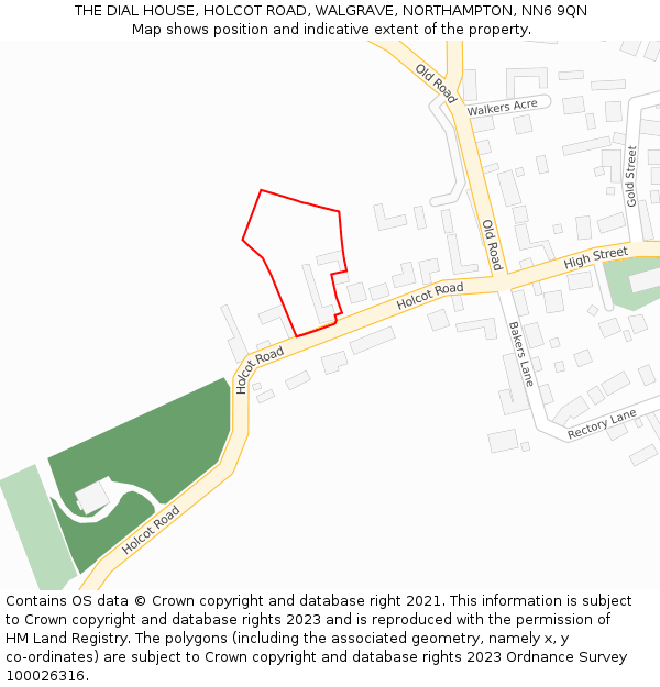 THE DIAL HOUSE, HOLCOT ROAD, WALGRAVE, NORTHAMPTON, NN6 9QN: Location map and indicative extent of plot