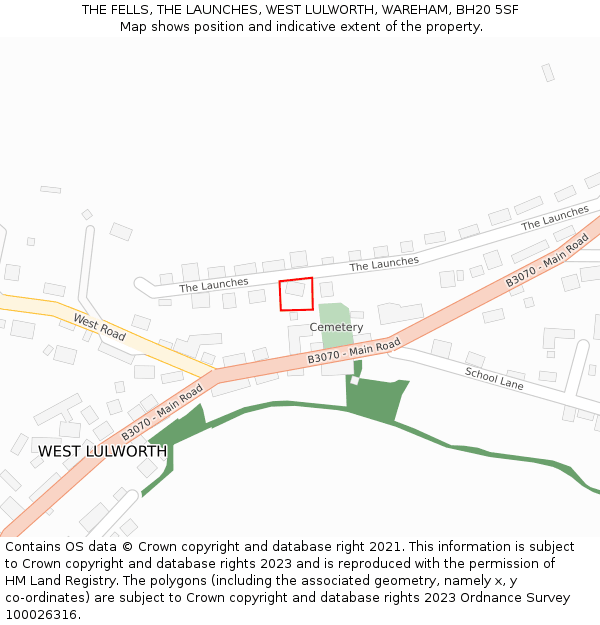 THE FELLS, THE LAUNCHES, WEST LULWORTH, WAREHAM, BH20 5SF: Location map and indicative extent of plot