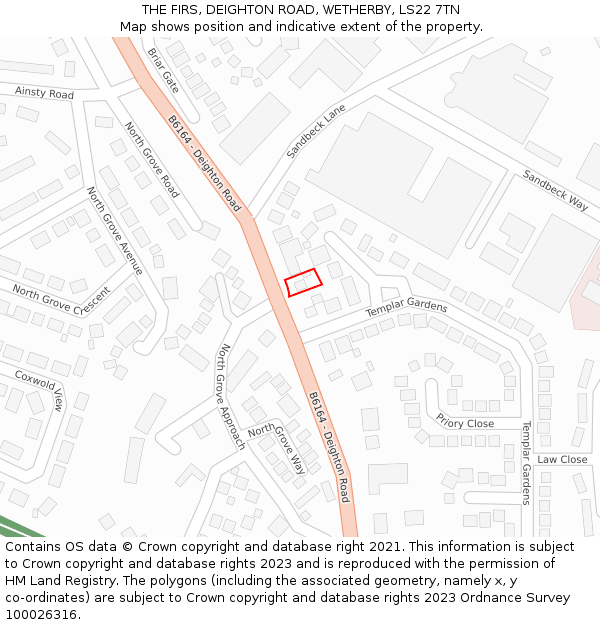 THE FIRS, DEIGHTON ROAD, WETHERBY, LS22 7TN: Location map and indicative extent of plot