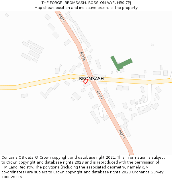 THE FORGE, BROMSASH, ROSS-ON-WYE, HR9 7PJ: Location map and indicative extent of plot