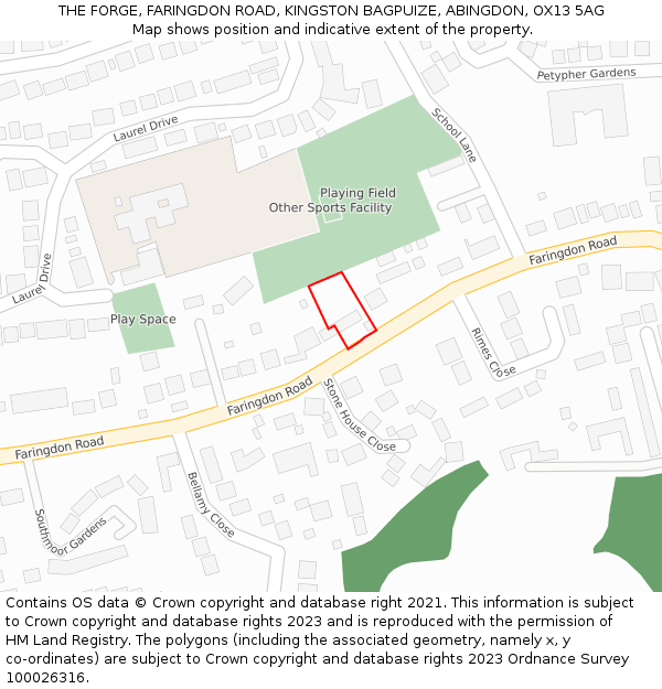 THE FORGE, FARINGDON ROAD, KINGSTON BAGPUIZE, ABINGDON, OX13 5AG: Location map and indicative extent of plot