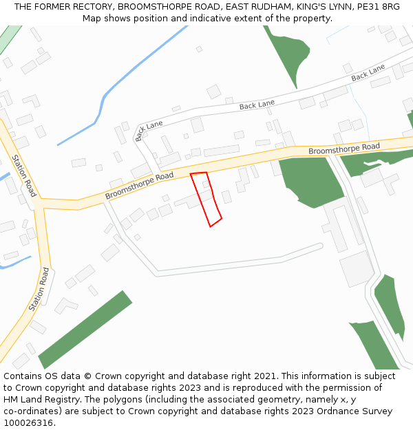 THE FORMER RECTORY, BROOMSTHORPE ROAD, EAST RUDHAM, KING'S LYNN, PE31 8RG: Location map and indicative extent of plot