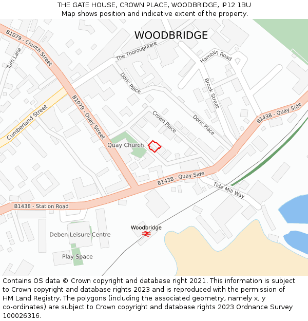 THE GATE HOUSE, CROWN PLACE, WOODBRIDGE, IP12 1BU: Location map and indicative extent of plot