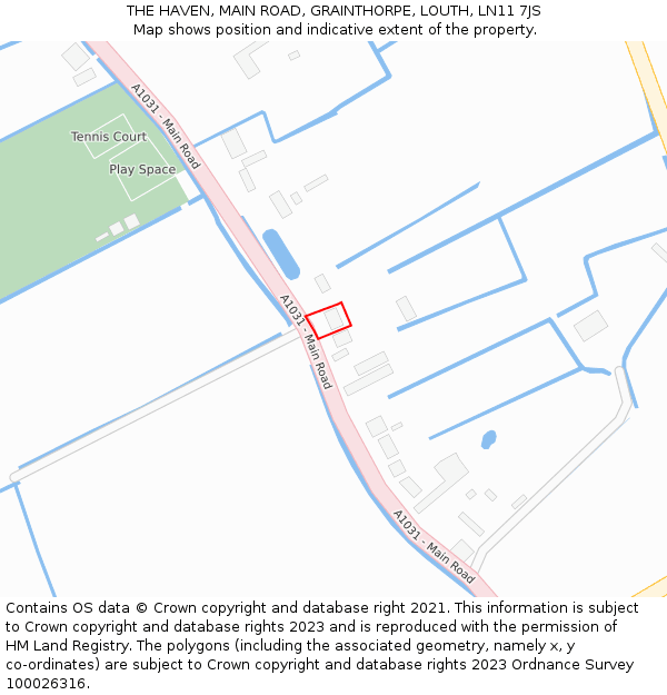 THE HAVEN, MAIN ROAD, GRAINTHORPE, LOUTH, LN11 7JS: Location map and indicative extent of plot